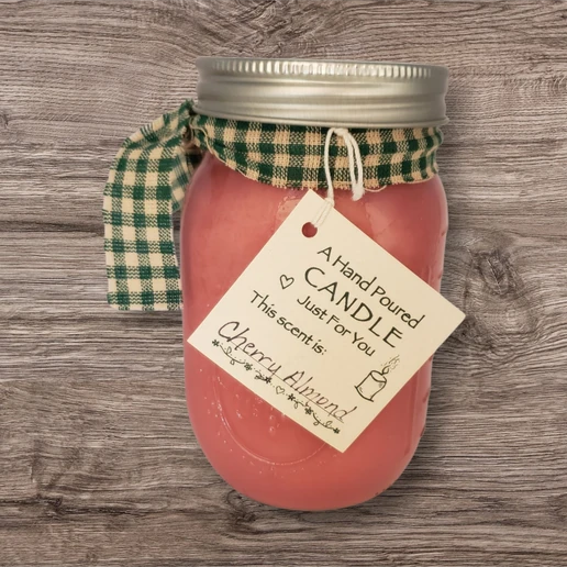 Hand poured Soy Wax Candle with Cherry Almond Fragrance.
