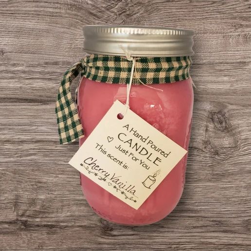 Hand poured Soy Wax Candle with Cherry Vanilla Fragrance.