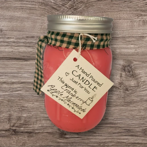 Hand poured Soy Wax Candle with Cranberry Apple Marmalade Fragrance.