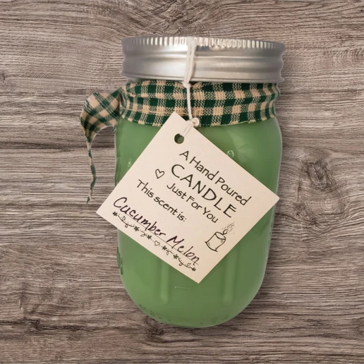 Hand poured Soy Wax Candle with Cucumber Melon Fragrance.