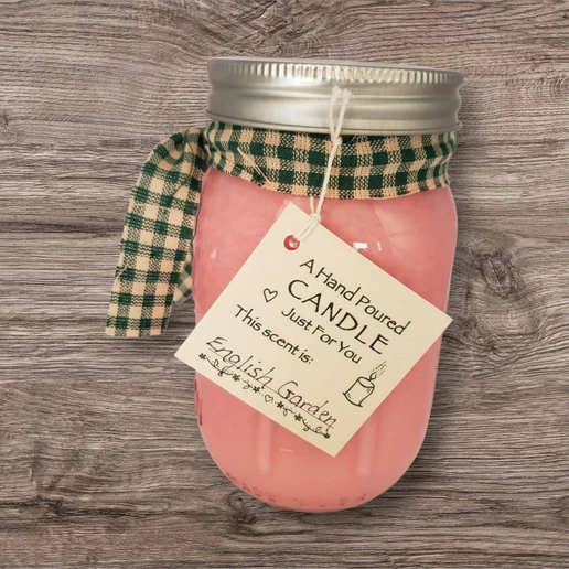 Hand poured Soy Wax Candle with English Garden Fragrance.