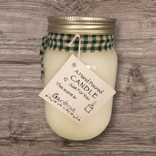 Hand poured Soy Wax Candle with Gardenia Fragrance.