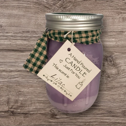 Hand poured Soy Wax Candle with Lilac Fragrance.