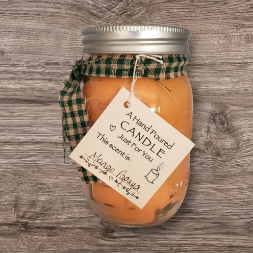 Hand poured Soy Wax Candle with Mango Papaya Fragrance.