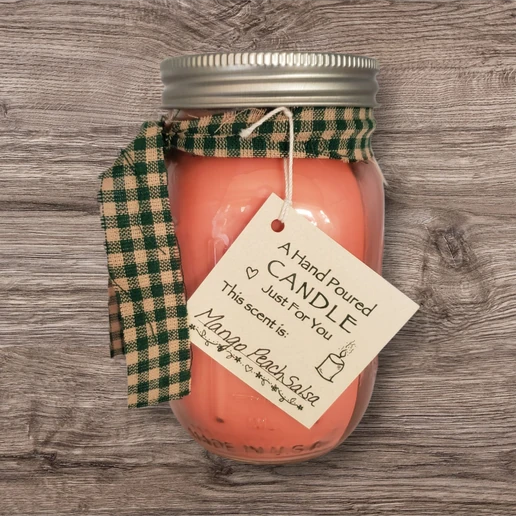Hand poured Soy Wax Candle with Mango Peach Salsa Fragrance.