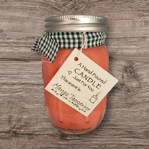 Hand poured Soy Wax Candle with Mango & Tangerine Fragrance.