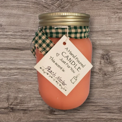Hand poured Soy Wax Candle with Peach Nectar Fragrance.