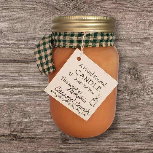 Hand poured Soy Wax Candle with Pumpkin Caramel Crunch Fragrance.