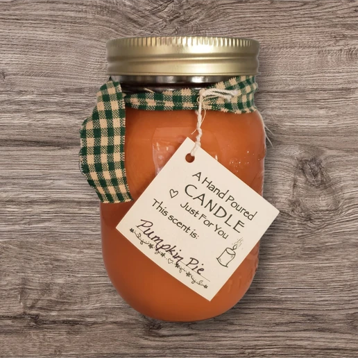 Hand poured Soy Wax Candle with Pumpkin Pie Fragrance.