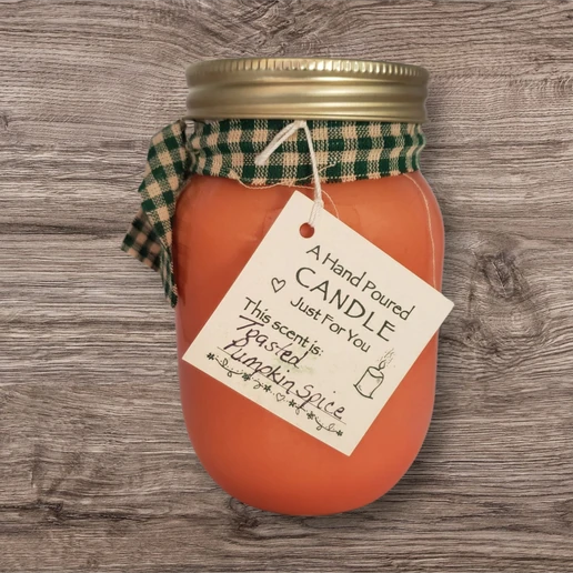 Hand poured Soy Wax Candle with Toasted Pumpkin Spice Fragrance.