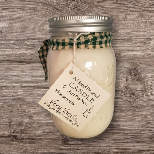Hand poured Soy Wax Candle with Very Vanilla Fragrance.