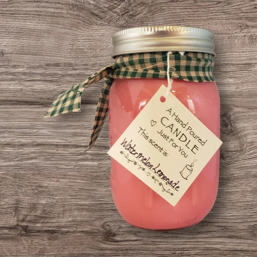 Hand poured Soy Wax Candle with Watermelon Lemonade Fragrance.