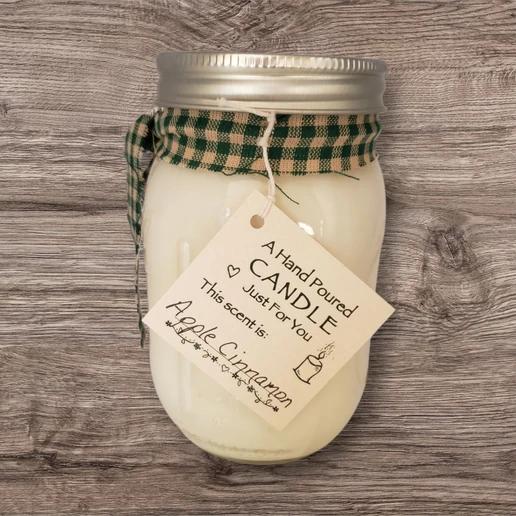 Hand poured Soy Wax Candle with Apple Cinnamon Fragrance.