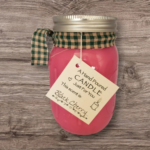 Hand poured Soy Wax Candle with Black Cherry Fragrance.