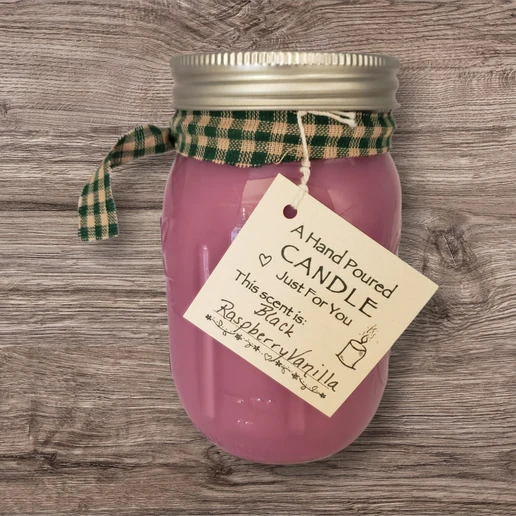 Hand poured Soy Wax Candle with Black Raspberry Vanilla Fragrance.